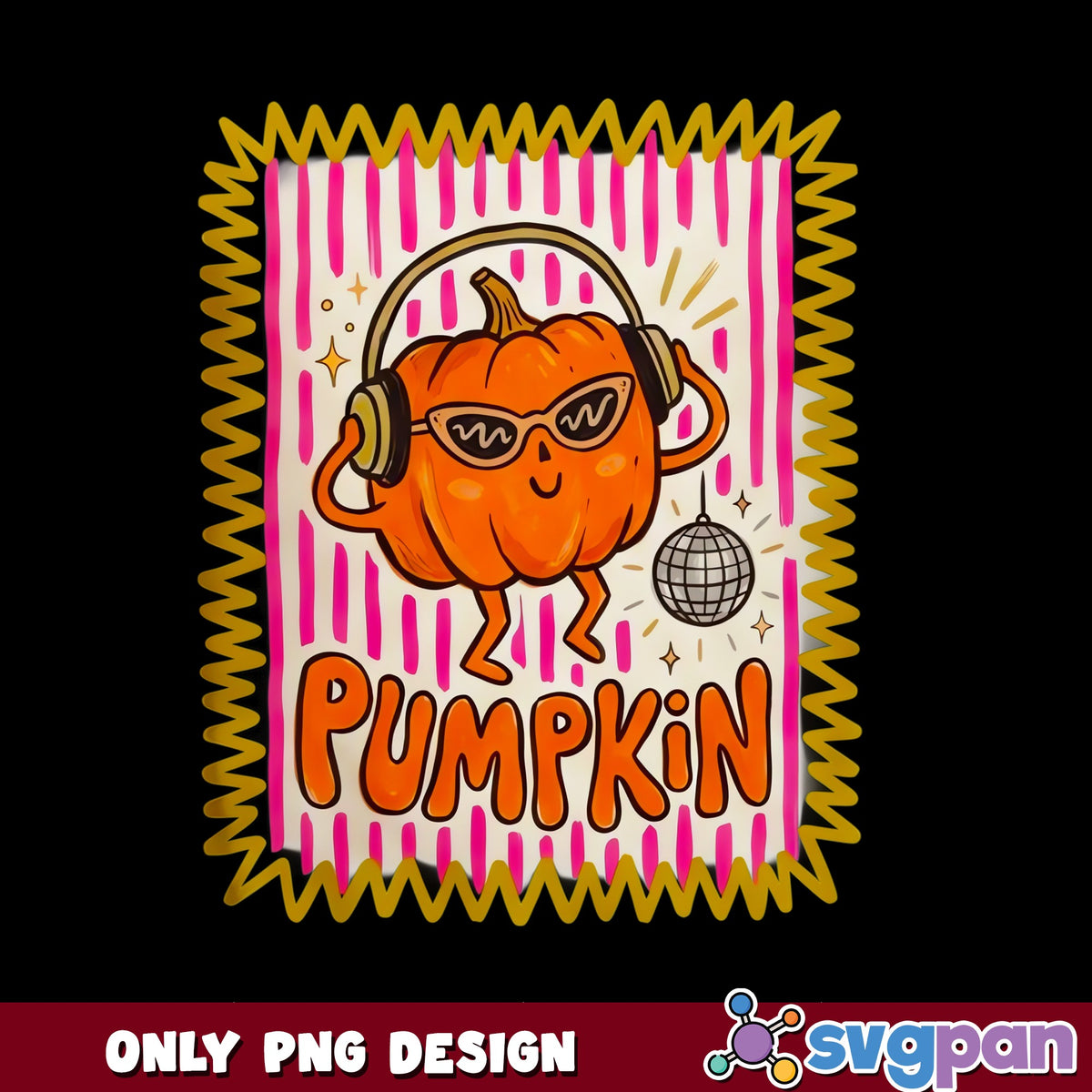 Retro Disco Pumpkin PNG, Cute Halloween Pumpkin, Fall PNG