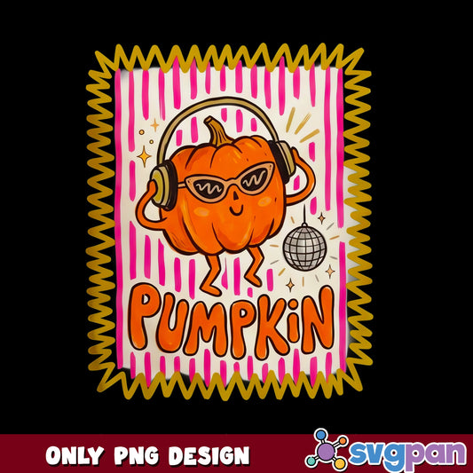 Retro Disco Pumpkin PNG, Cute Halloween Pumpkin, Fall PNG