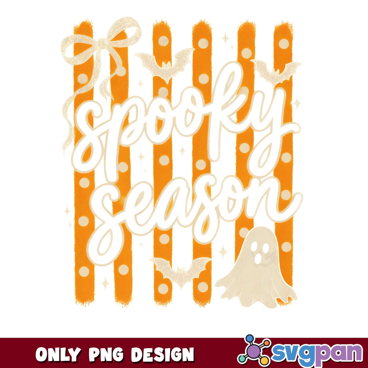 Retro Spooky Season PNG, Cute Ghost Bat Halloween PNG, Fall PNG