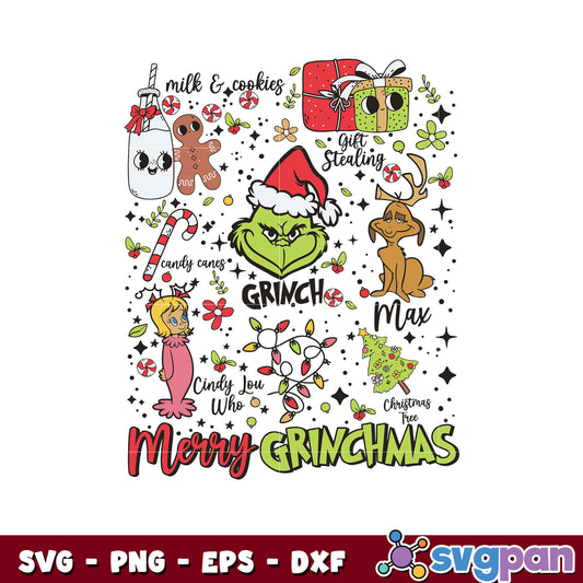 Retro christmas grinch and Friend Merry grinchmas svg