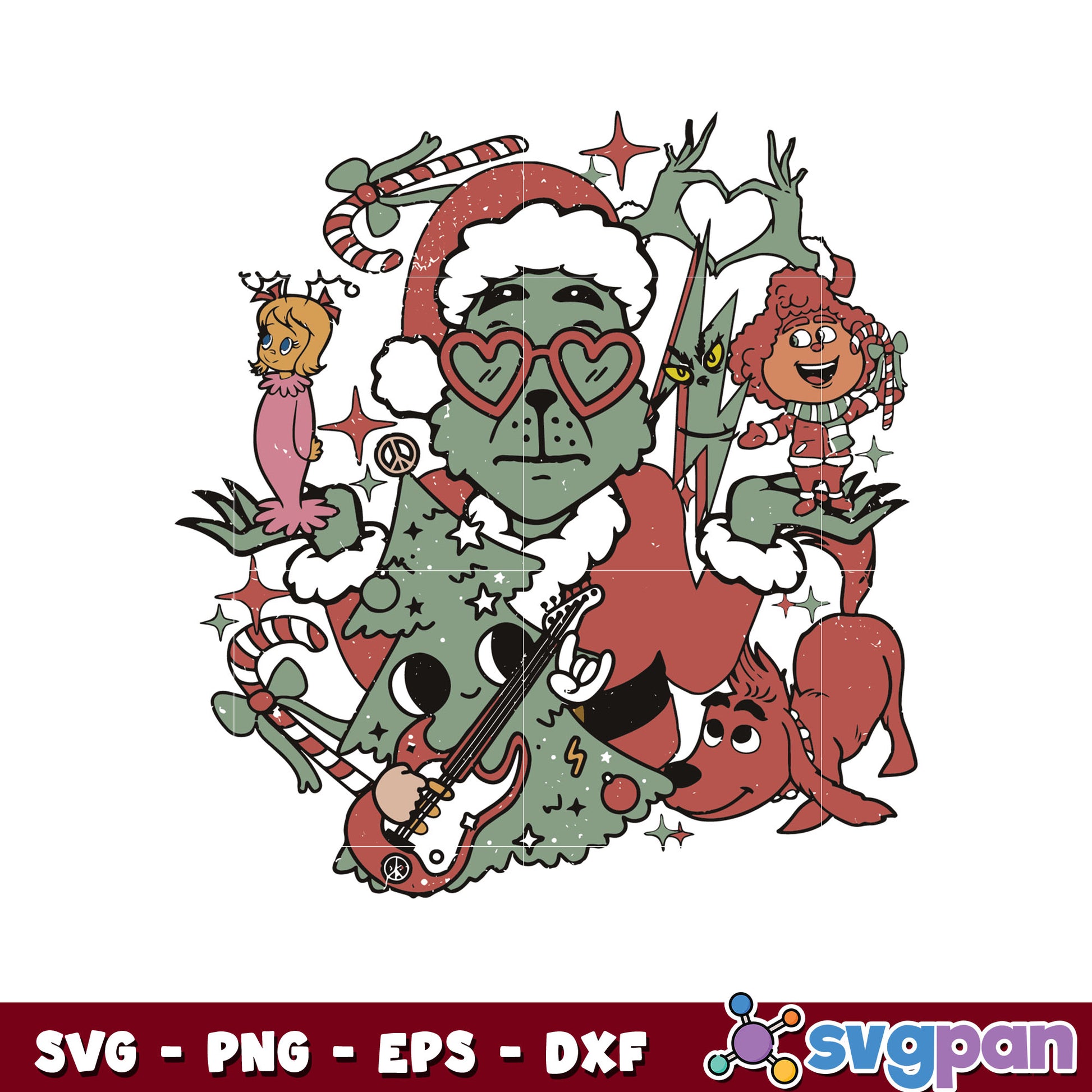 Retro christmas grinch friends svg