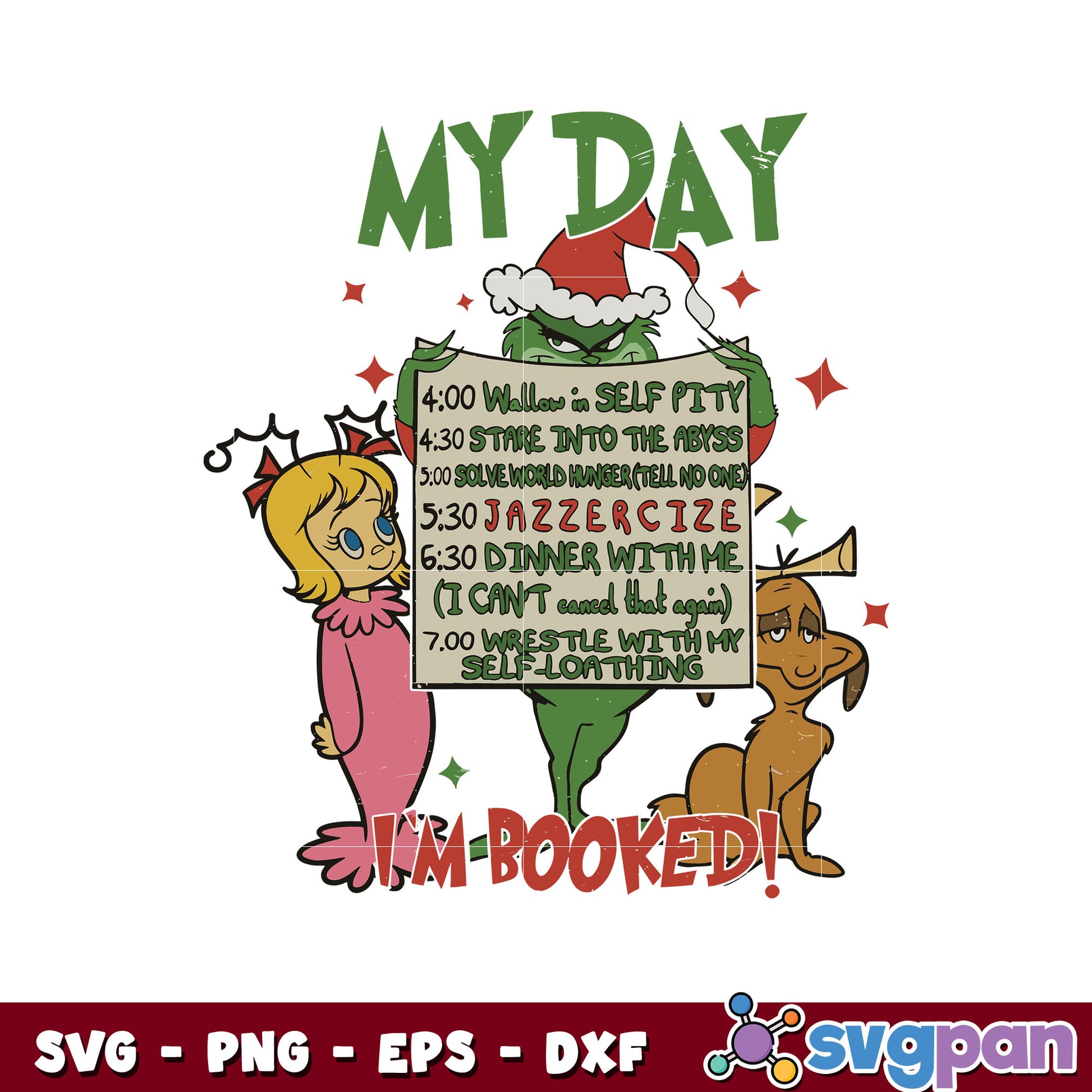 Retro christmas grinch my day im booked svg