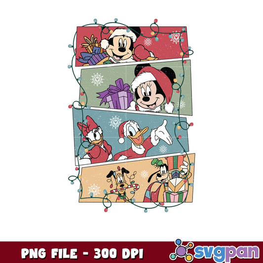 Retro christmas mickey and friends png, chistmas png, christmas cards​ png
