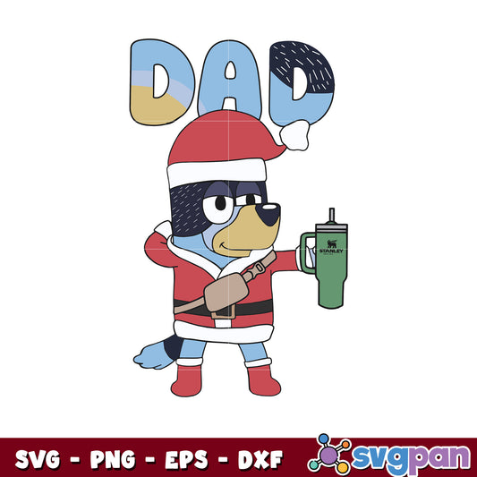 Retro dad bluey dog christmas stanley tumbler svg, christmas svg