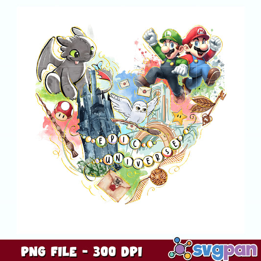Retro epic universe family universe park trip 2025 png, universe park png