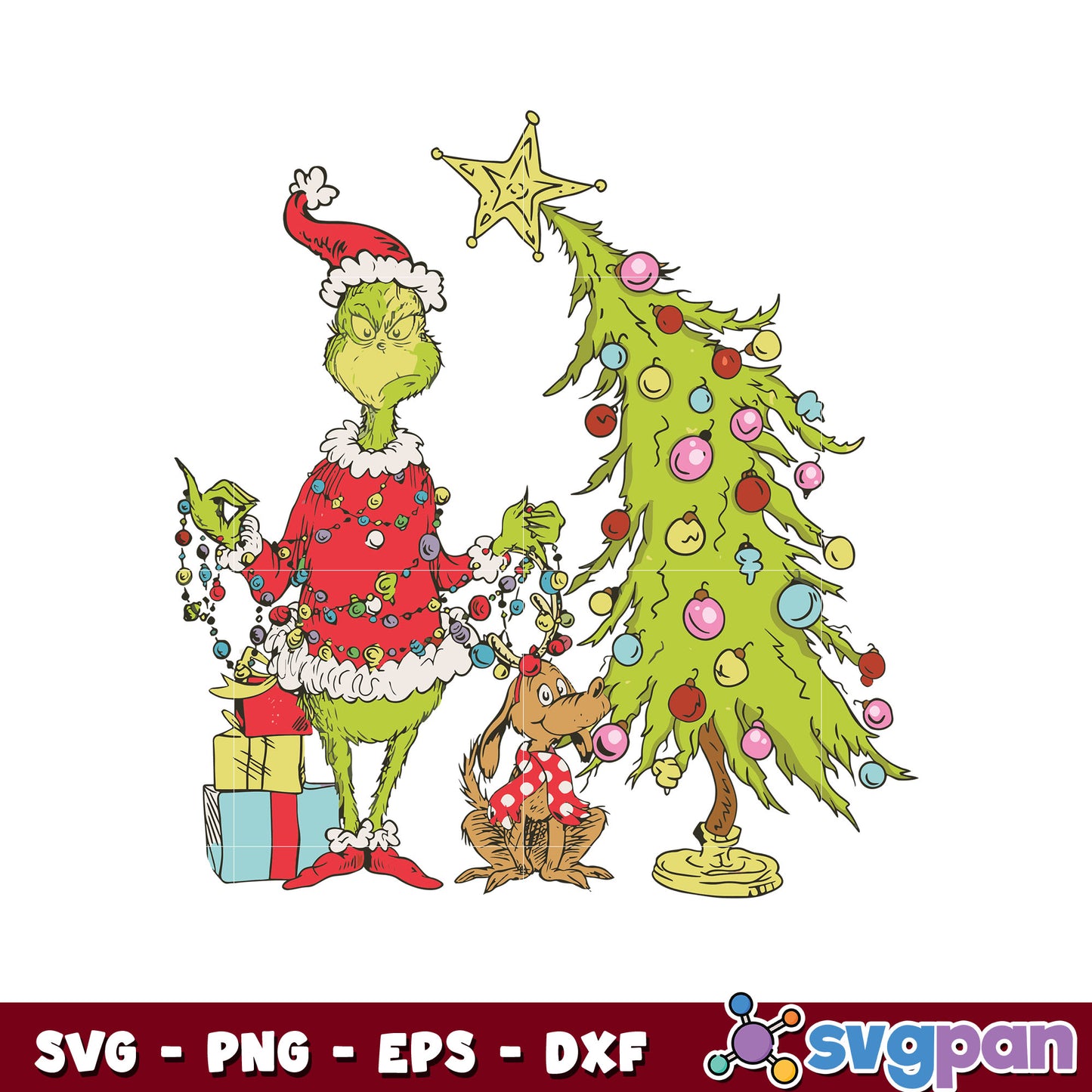 Retro grinch Christmas tree svg