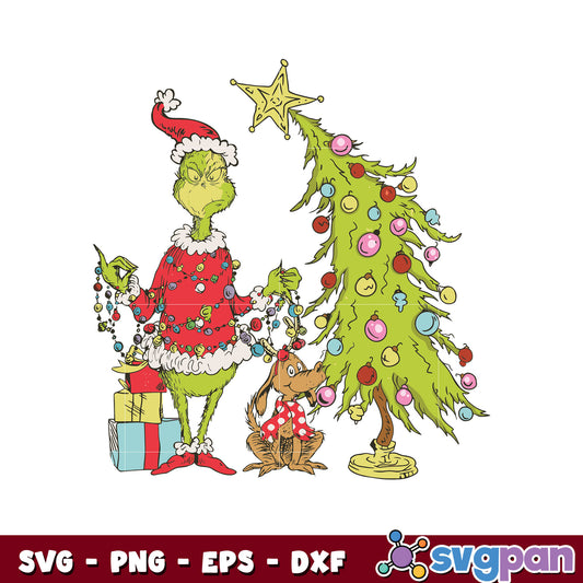 Retro grinch Christmas tree svg