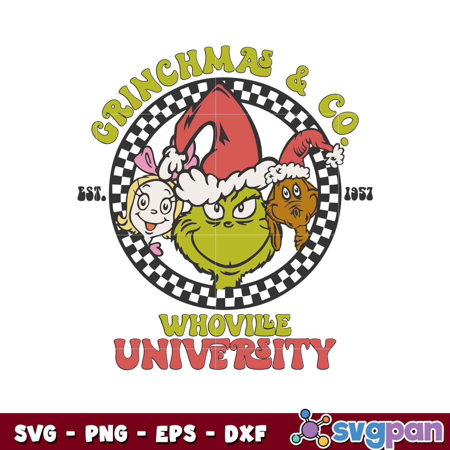 Retro grinchmas and Co whoville university svg