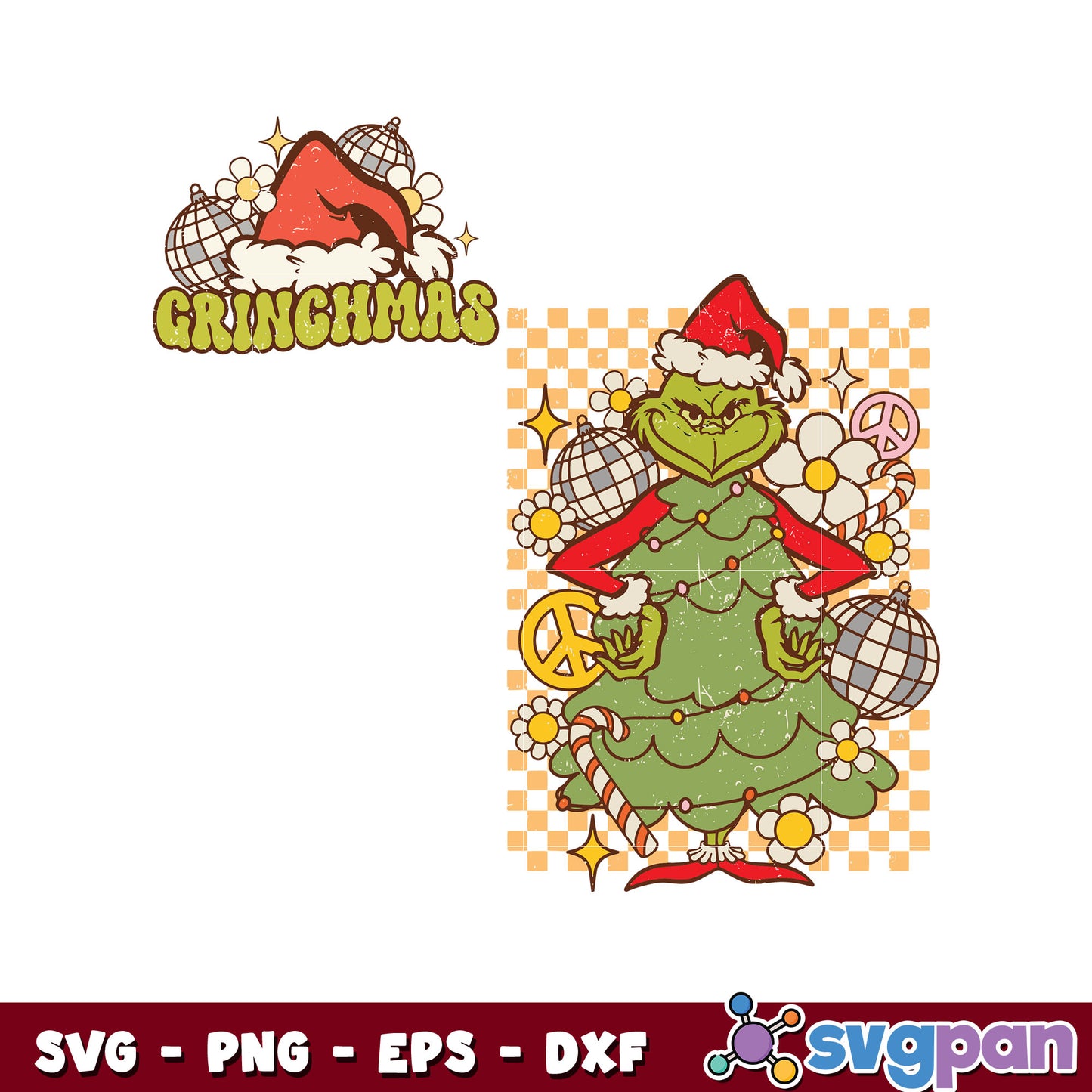 Retro grinchmas christmas tree svg