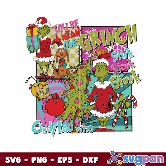 Retro grinch stink stank stunk designs svg