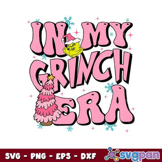 Retro in my grinch era pink christmas tree svg