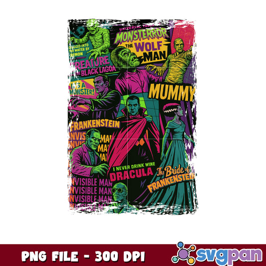 Retro killers halloween png, spooky season png, halloween monster​ png