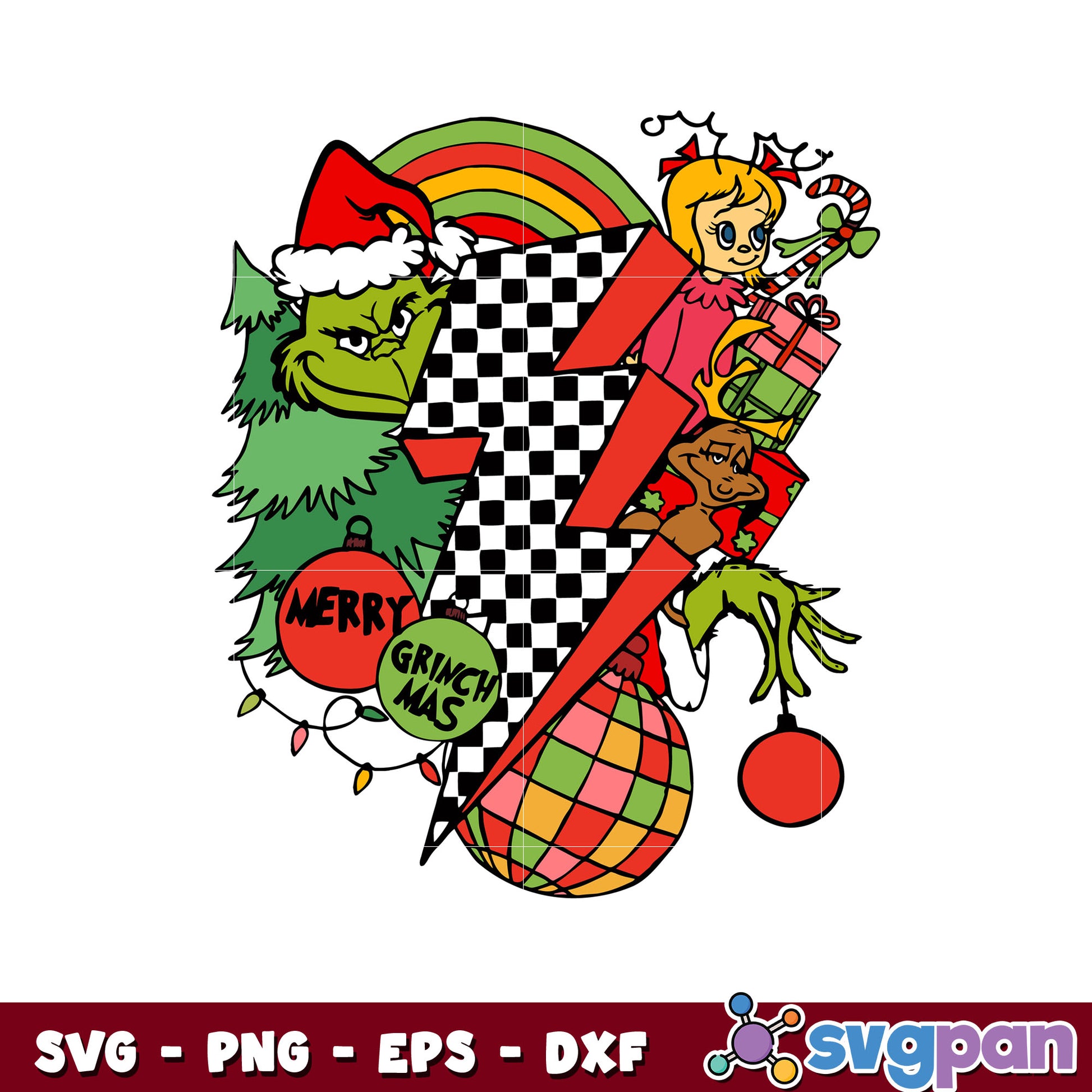 Retro lighting bolt christmas the grinch svg