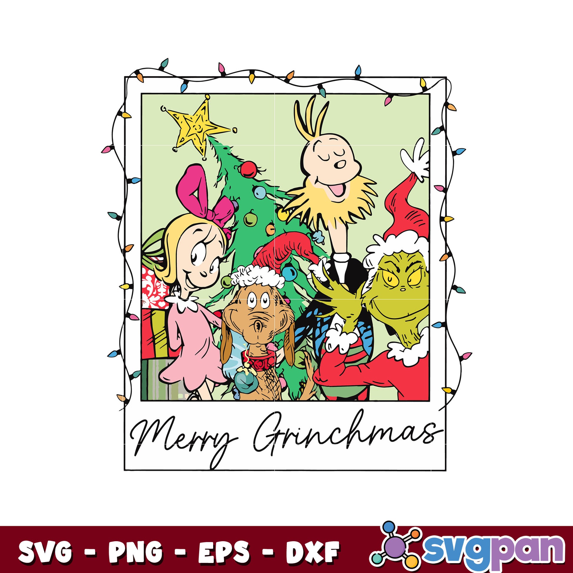 Retro merry grinchmas friends svg