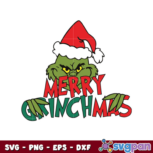 Retro merry grinchmas santa vibe svg