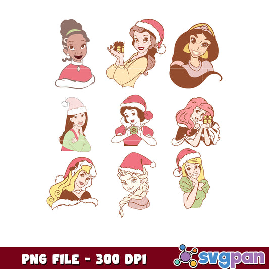 Retro princess png, chistmas png, christmas cards​ png