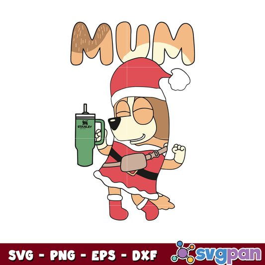 Retro rad mom bluey christmas stanley tumbler svg, bluey christmas svg