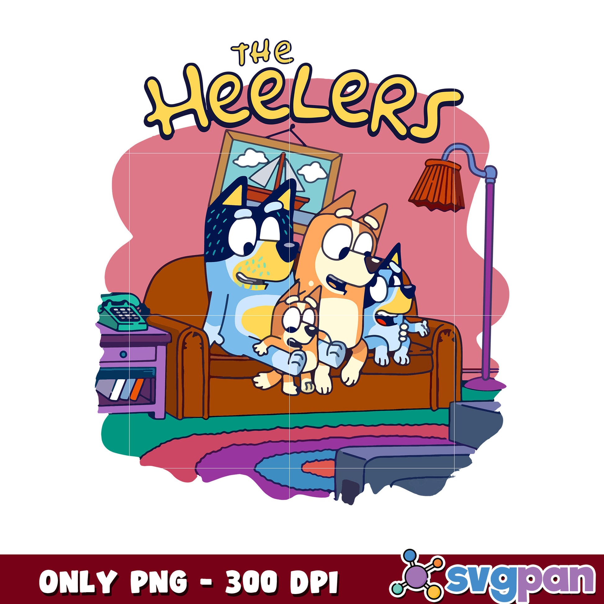 Retro the heelers bluey family png, bluey cartoon png, bluey png