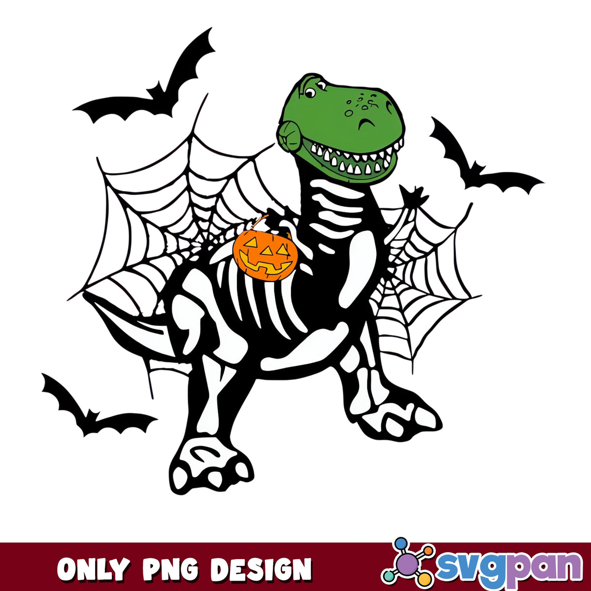 Rex Skeleton Halloween PNG, Toy Story T-Rex Trick Or Treat, Disney PNG