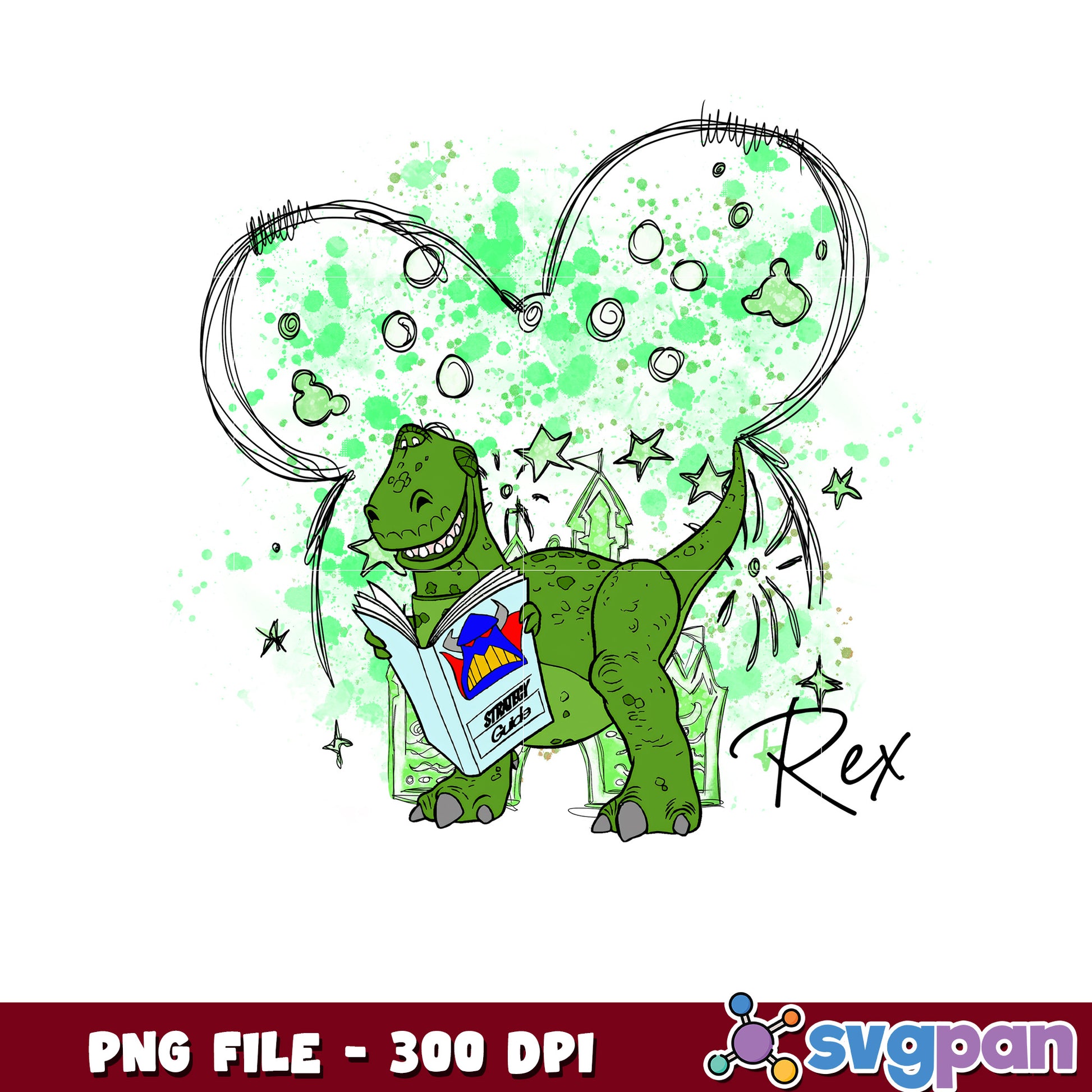 Rex toy story design png, disney cruise png, disney store png