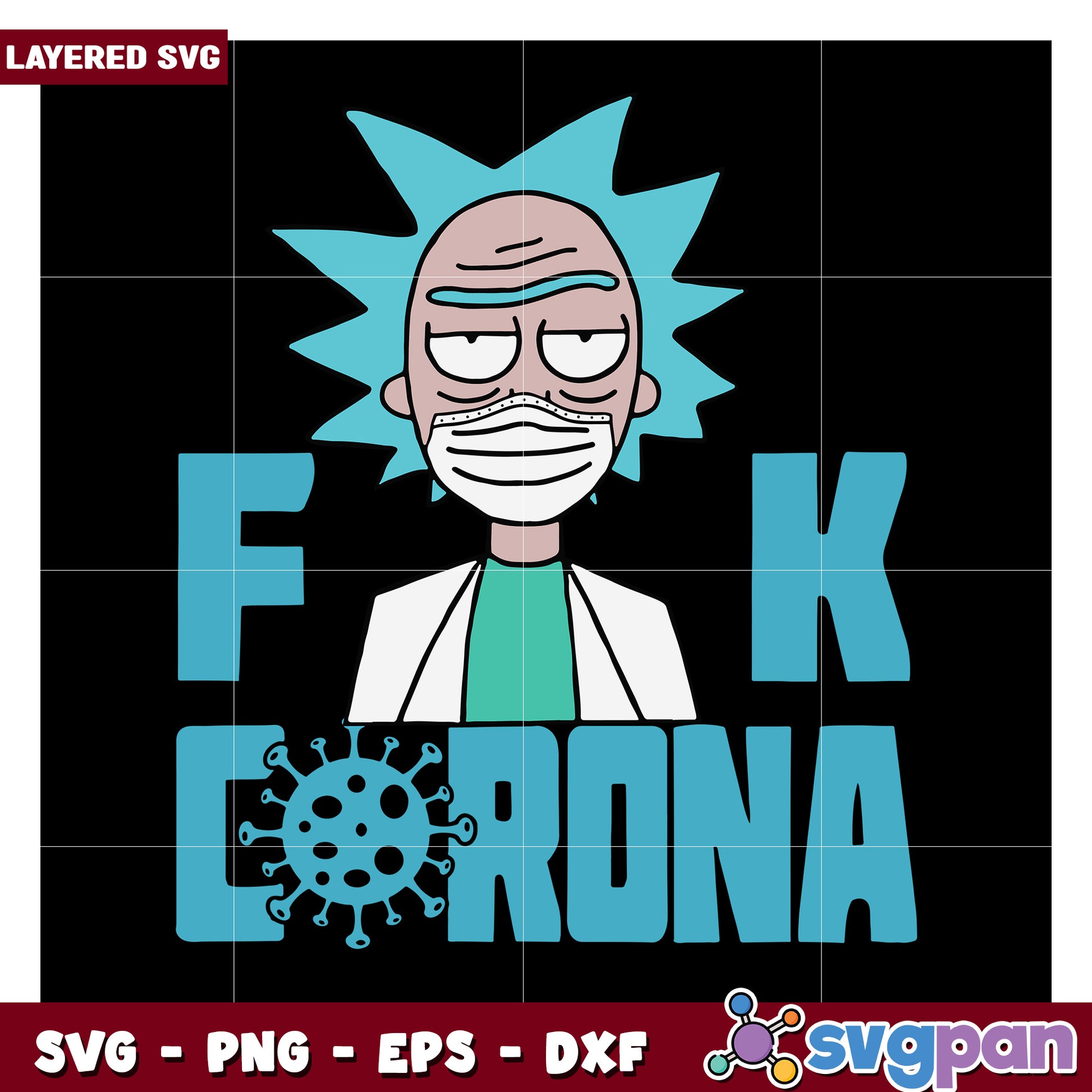 Rick and Morty SVG design for anti-COVID message, perfect for crafts