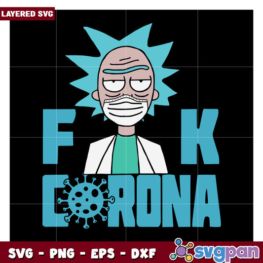 Rick and Morty SVG design for anti-COVID message, perfect for crafts