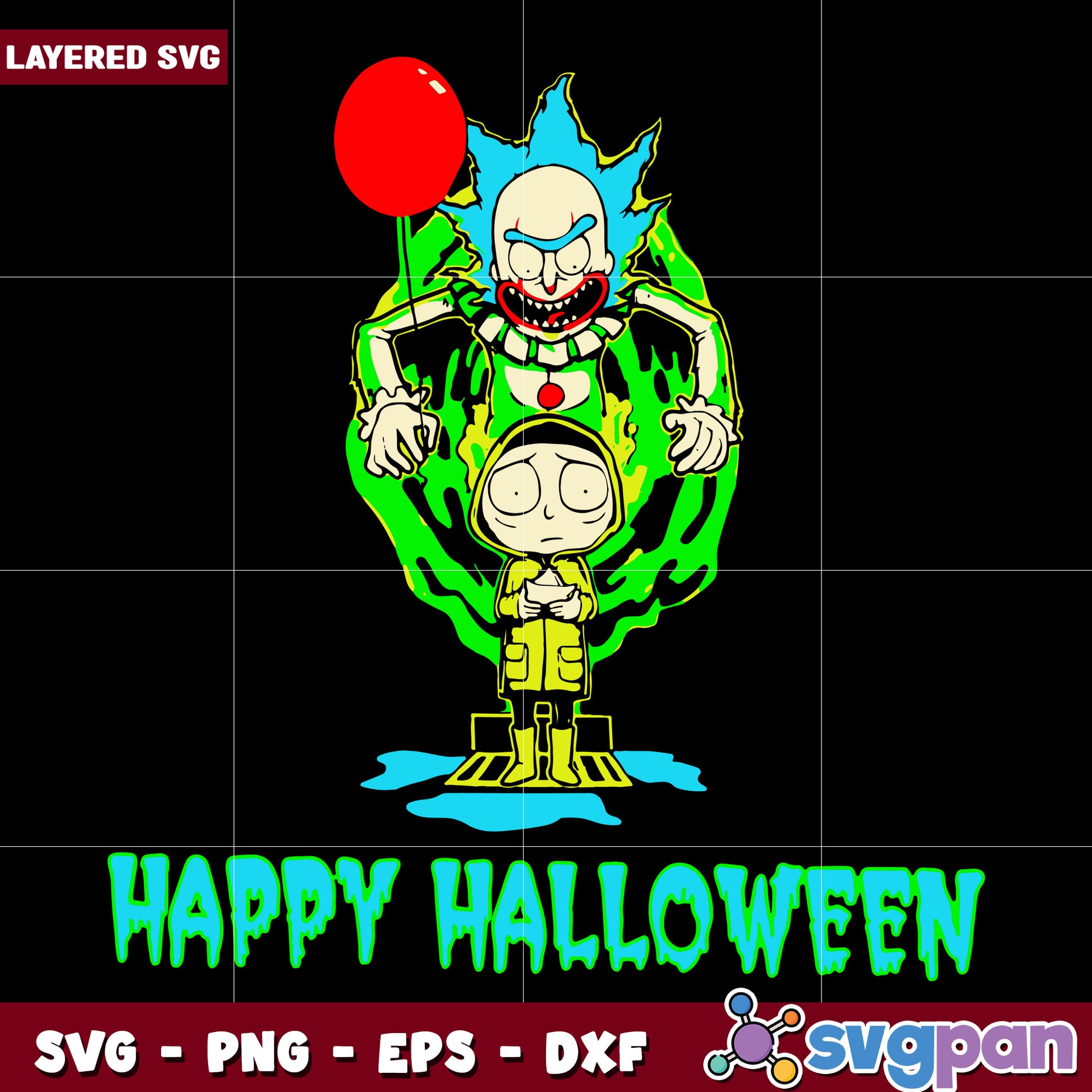 Rick and morty pennywise svg, halloween vacation svg, halloween holiday svg