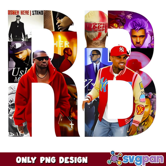 RnB Music Collage PNG, Usher Chris Brown PNG, Hip Hop PNG