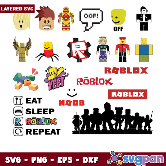 Roblox SVG Bundle Layered Characters & Logos