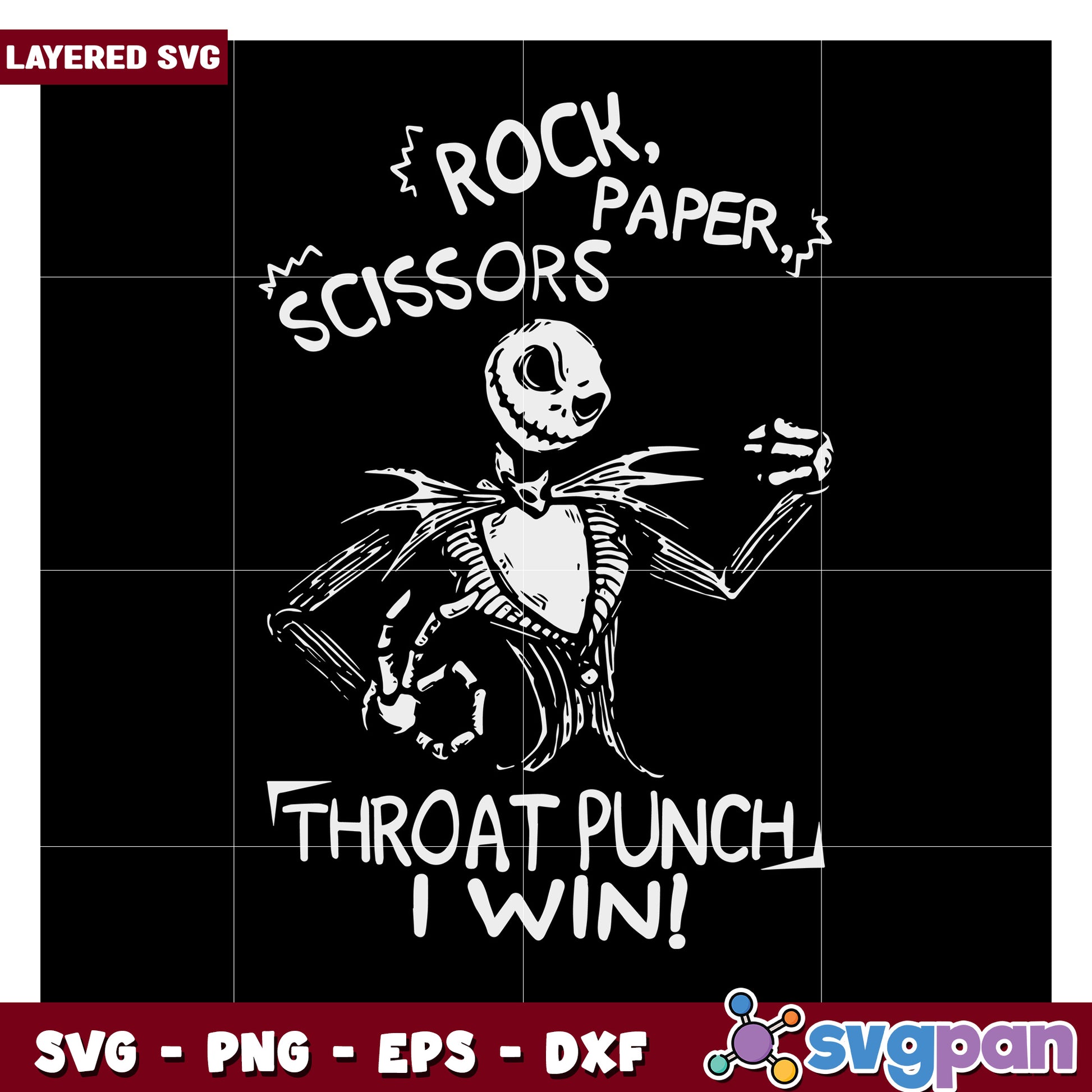 Rock Paper Scissors Throat Punch I Win SVG Design, Fun Illustration for Crafters