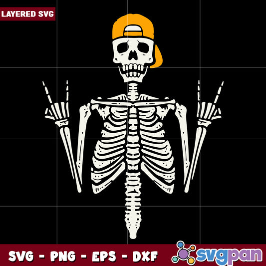 Rocker skater skeleton svg, halloween vacation svg, halloween holiday svg