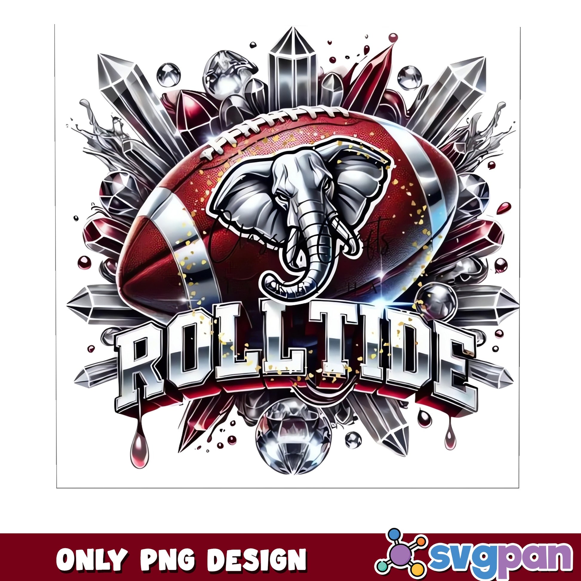 Roll Tide Alabama Football PNG, Elephant Crimson Tide PNG, Game Day PNG