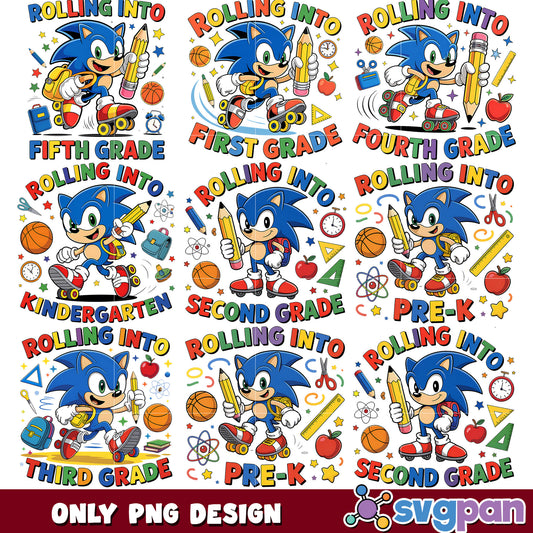 Rollin into grades sonic png bundle