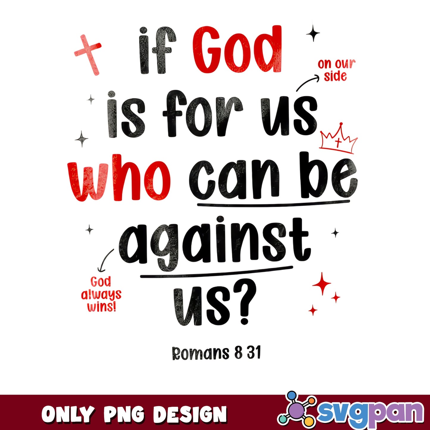 Romans 8 31 Scripture PNG, God Is For Us PNG, Christian Faith PNG