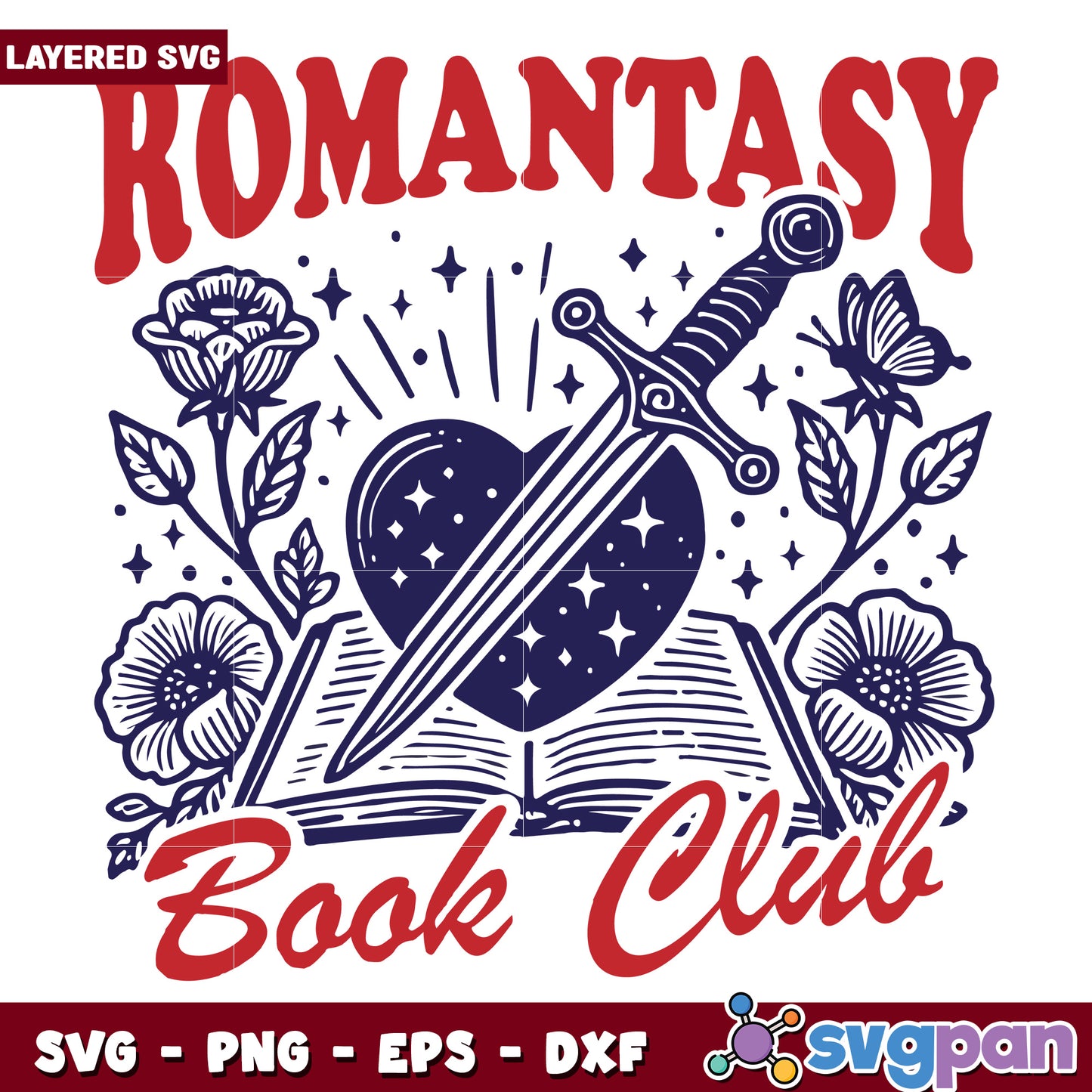 Romantasy book club svg, romantic fantasy reader svg, cozy reading aesthetic svg