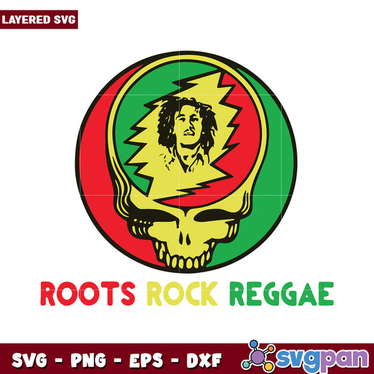 Roots Rock Reggae SVG Design, Layered Artwork for Creative Projects