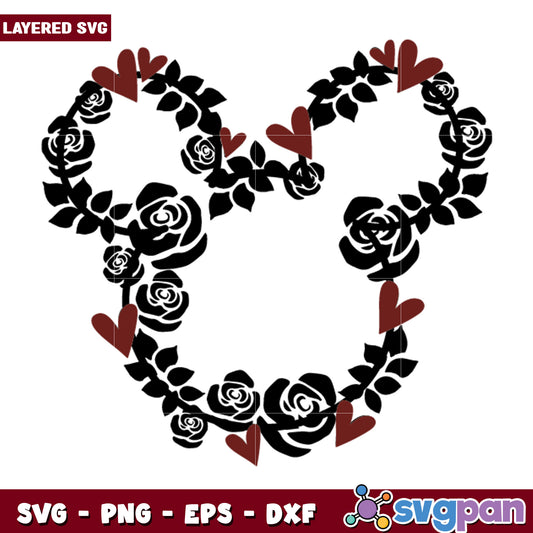 Rose Heart Wreath SVG Design