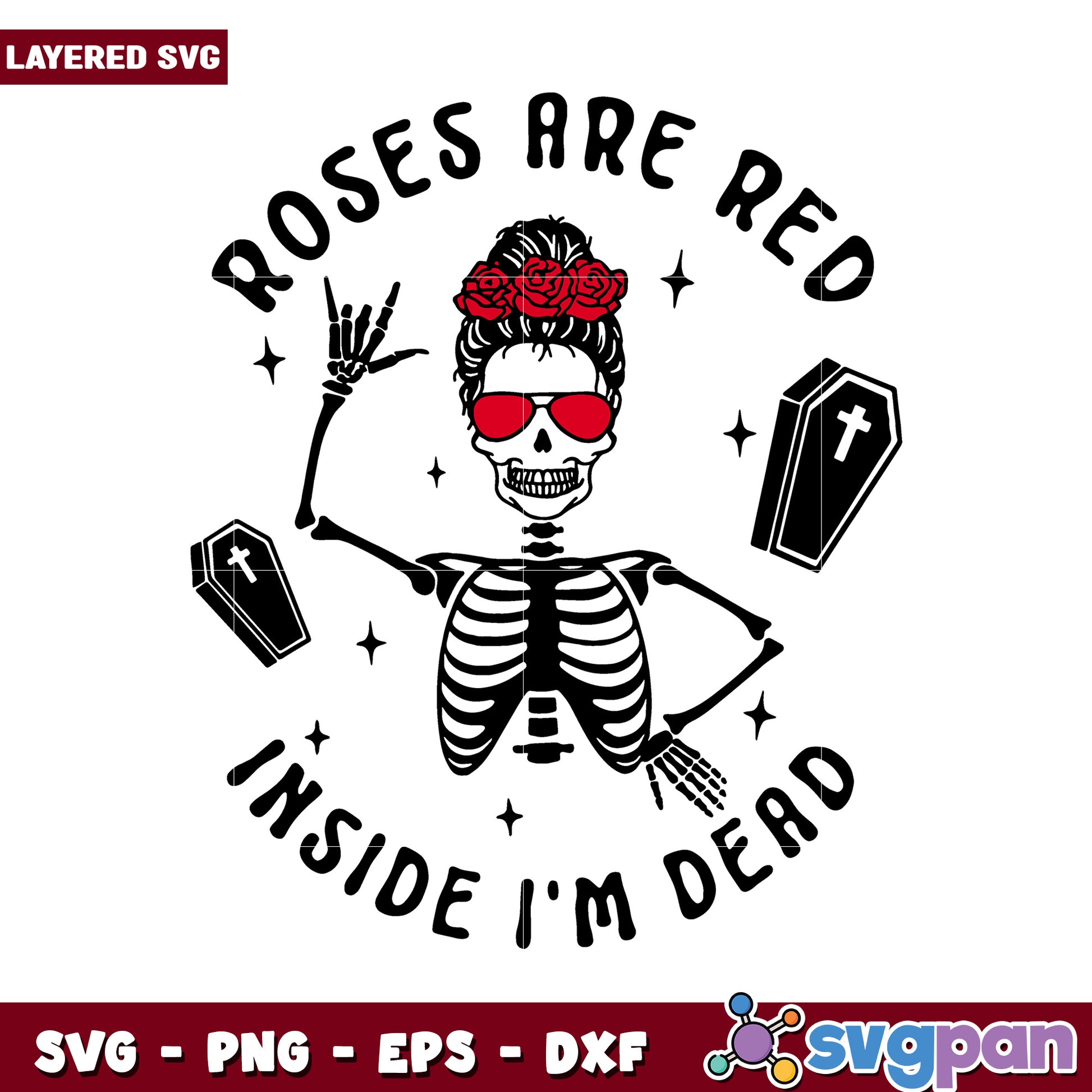 Roses Are Red Skeleton Design for SVG, Perfect for Halloween Crafts