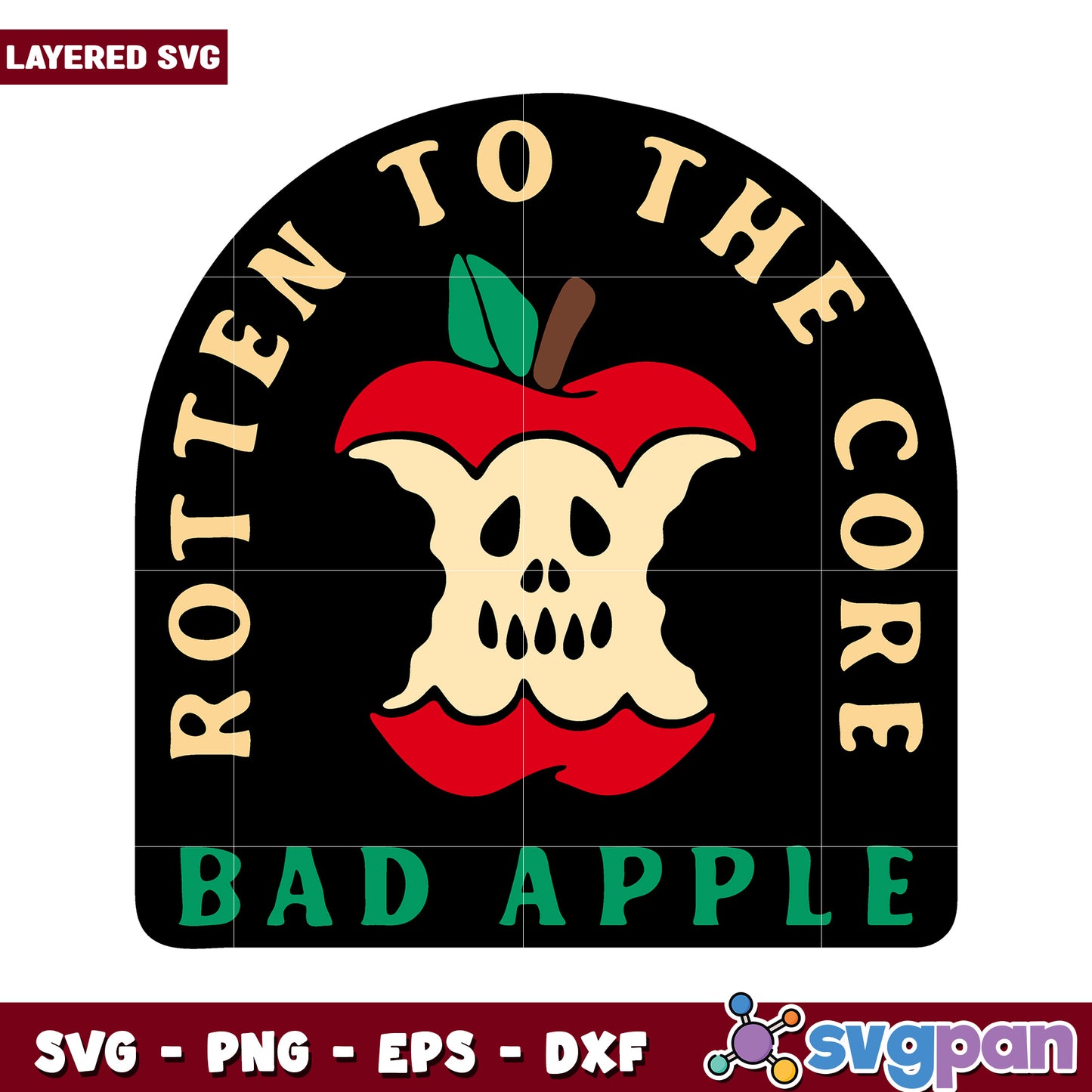 Rotten to the Core Bad Apple SVG Design for Crafting Needs, Perfect for Halloween Projects