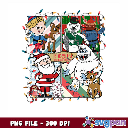 Rudolp characters png, cute christmas png, christmas design png