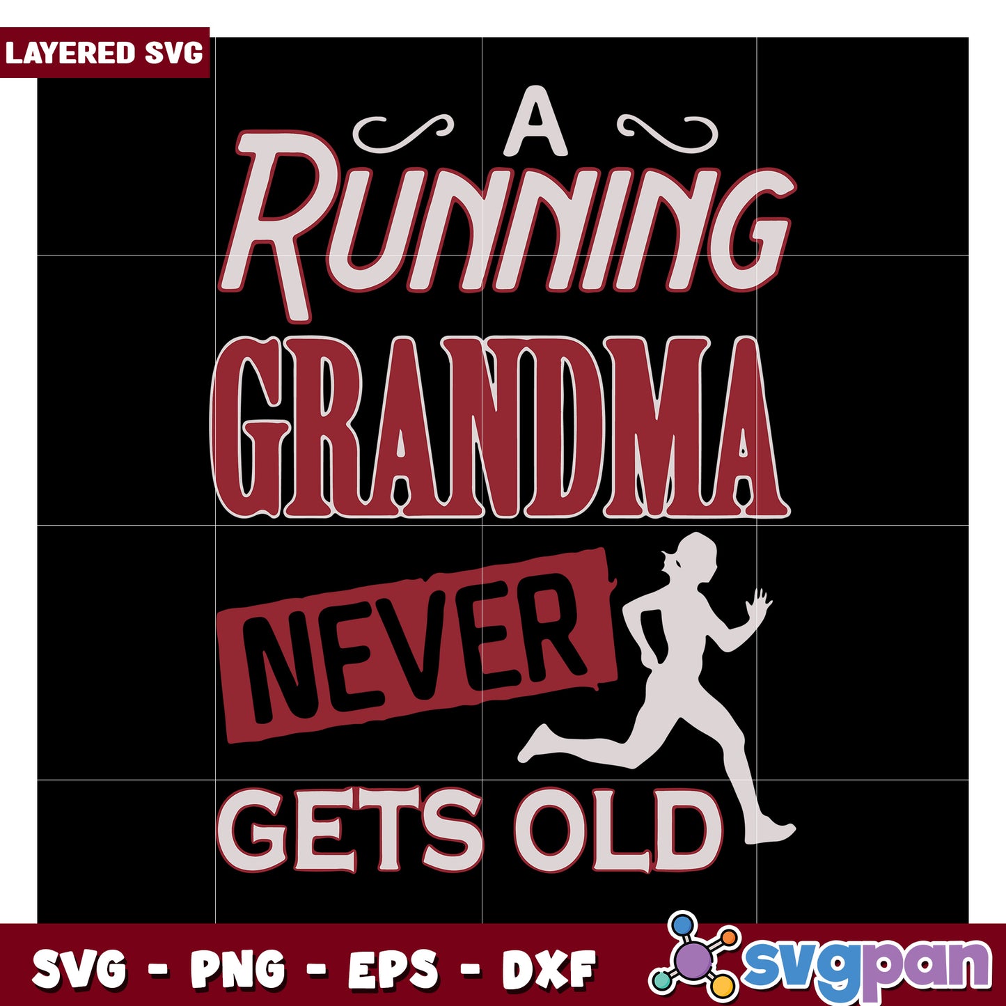 Running Grandma SVG Design, perfect for active grandmothers gifts