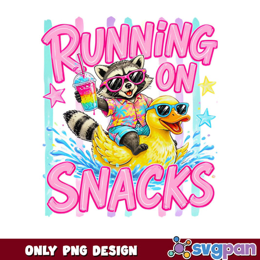Running On Snacks Raccoon PNG, Funny Summer PNG, Raccoon PNG