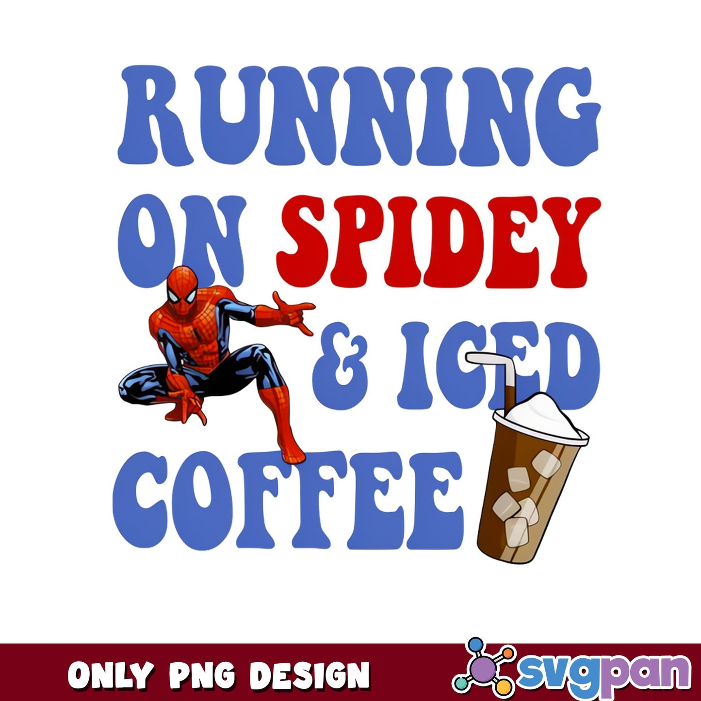 Running On Spidey And Iced Coffee PNG, Spiderman PNG, Marvel PNG