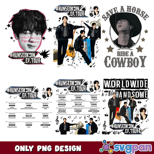 Run seokjin ep tour png bundle