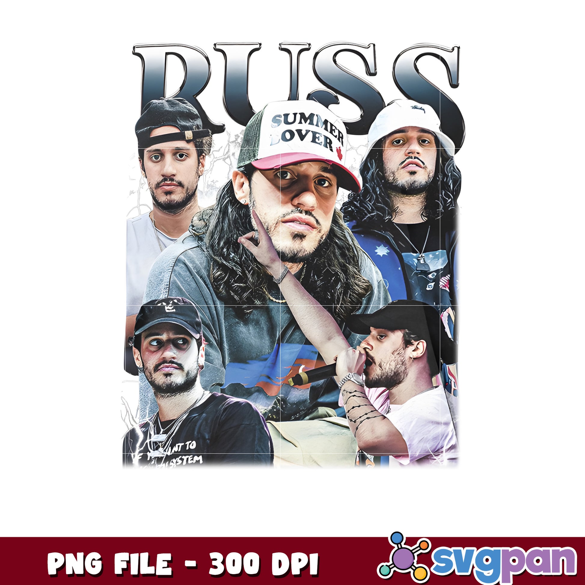 Russ rapper design png, hip hop artist png, music merch png
