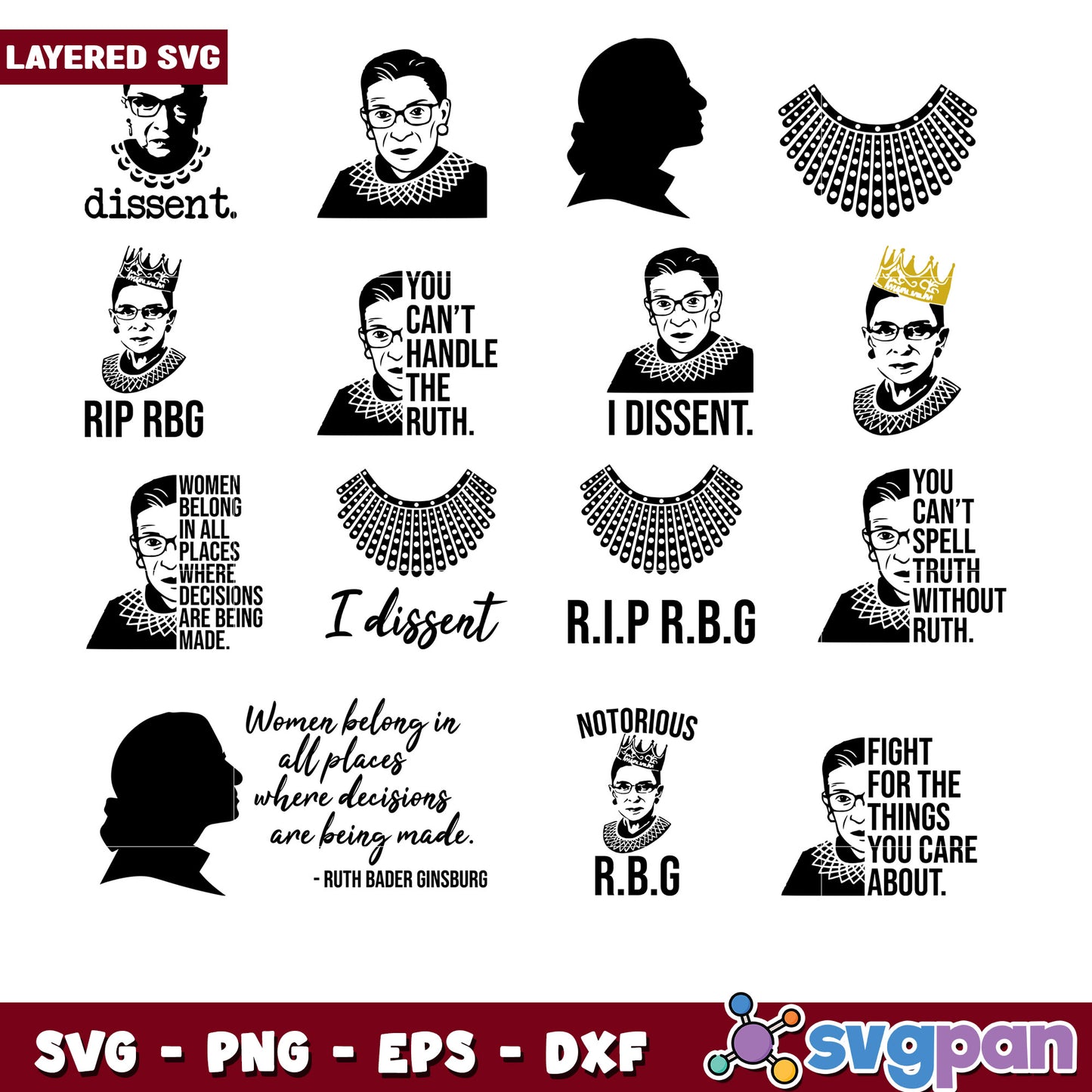 Ruth Bader Ginsburg SVG Bundle