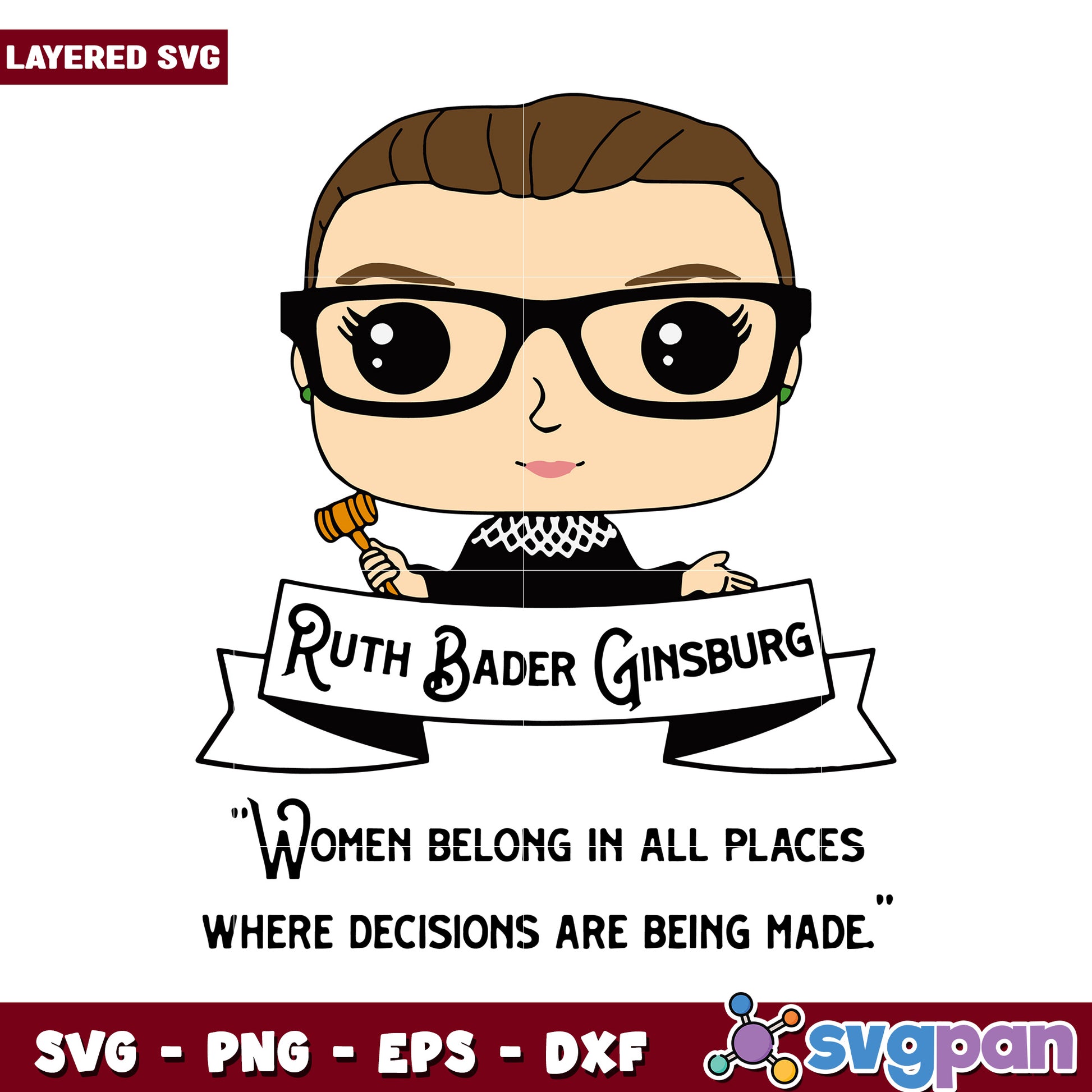 Ruth Bader Ginsburg SVG design, powerful women empowerment quote