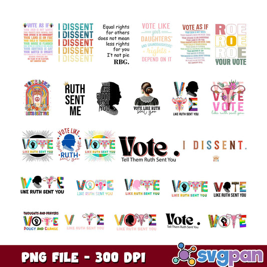 Ruth Bader Ginsburg Vote PNG Bundle