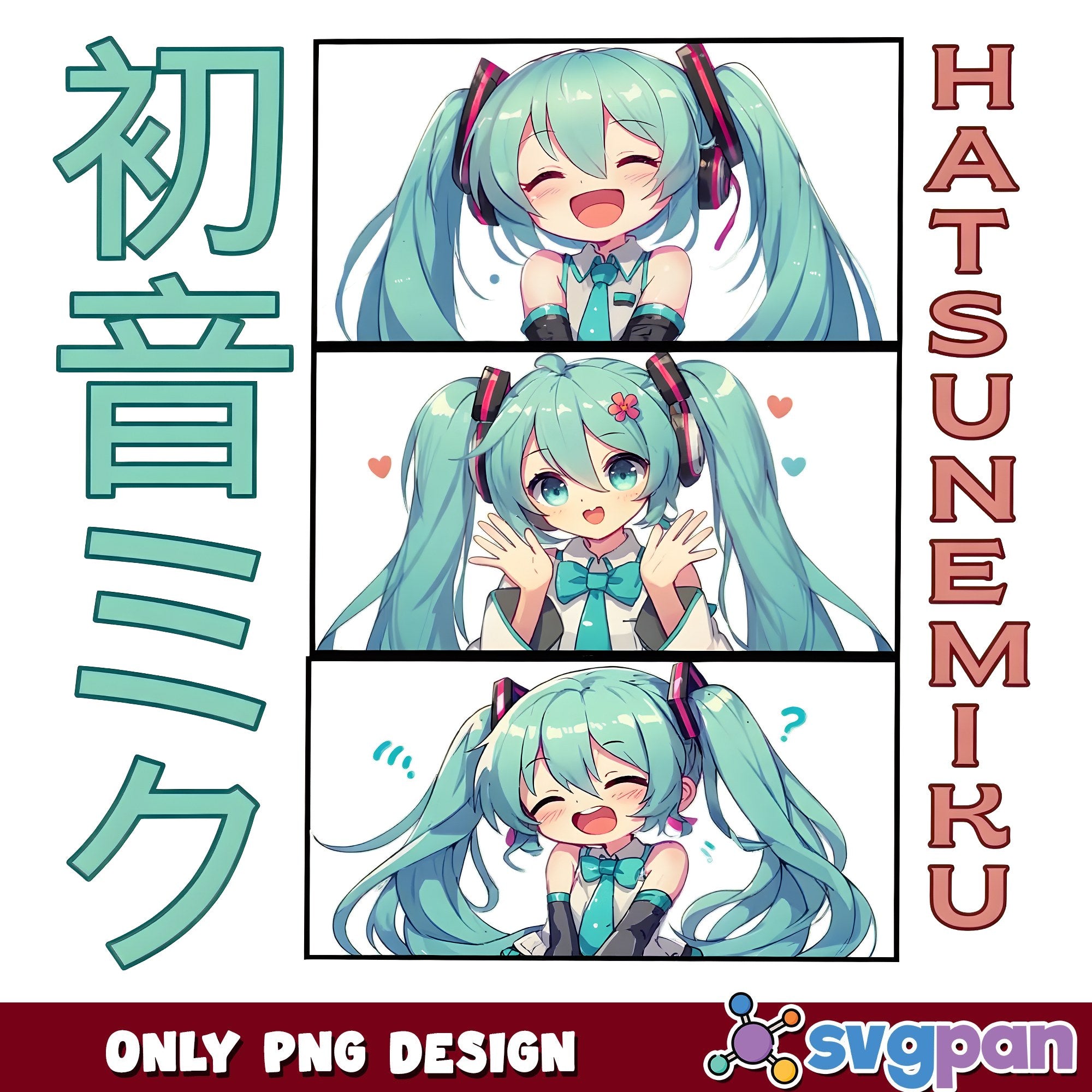 Hatsune Miku Chibi Panels PNG, Twin Tails Anime Girl PNG – svgpan
