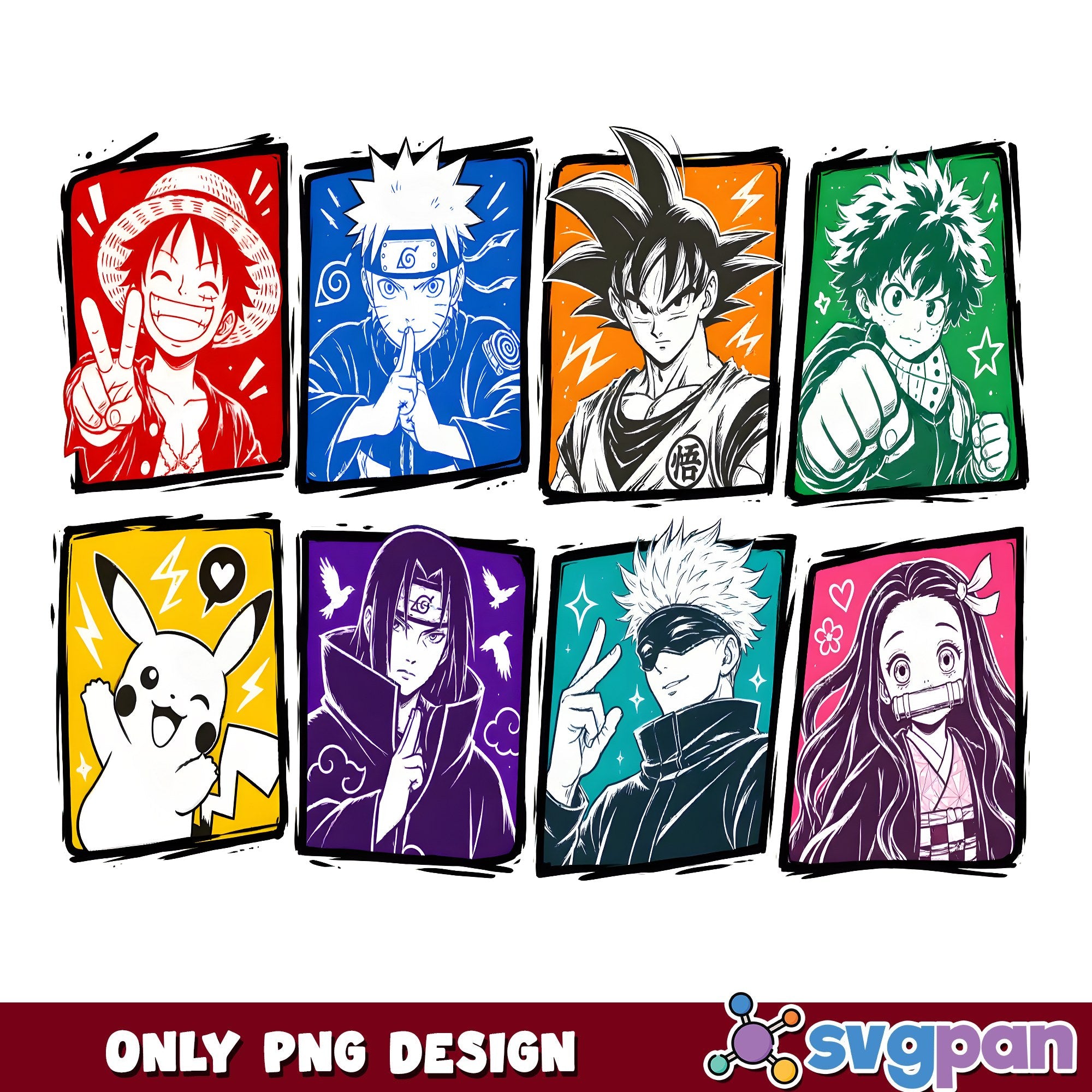 Anime Legends Color Blocks PNG, Anime Characters PNG – svgpan